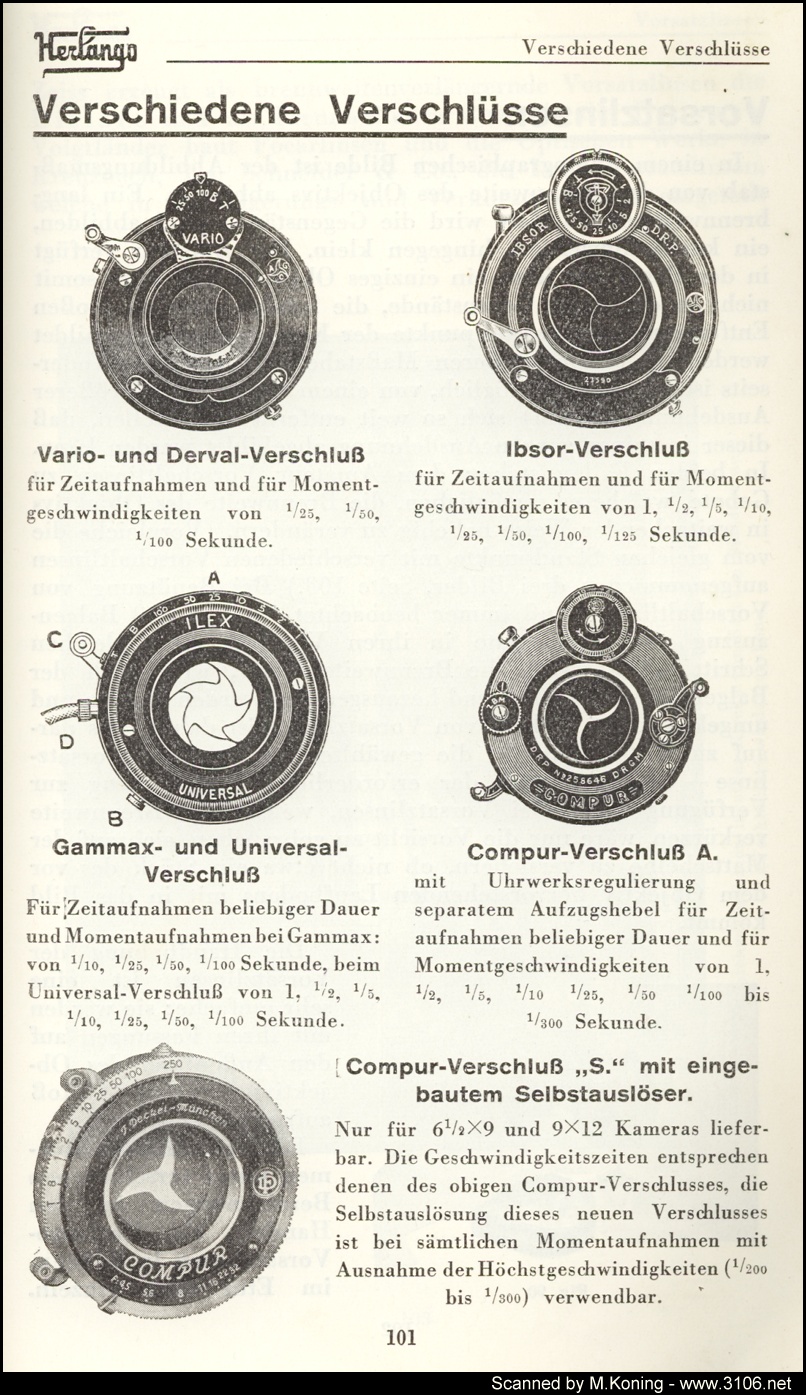 1931 Herlango Catalogue - Shutter Types